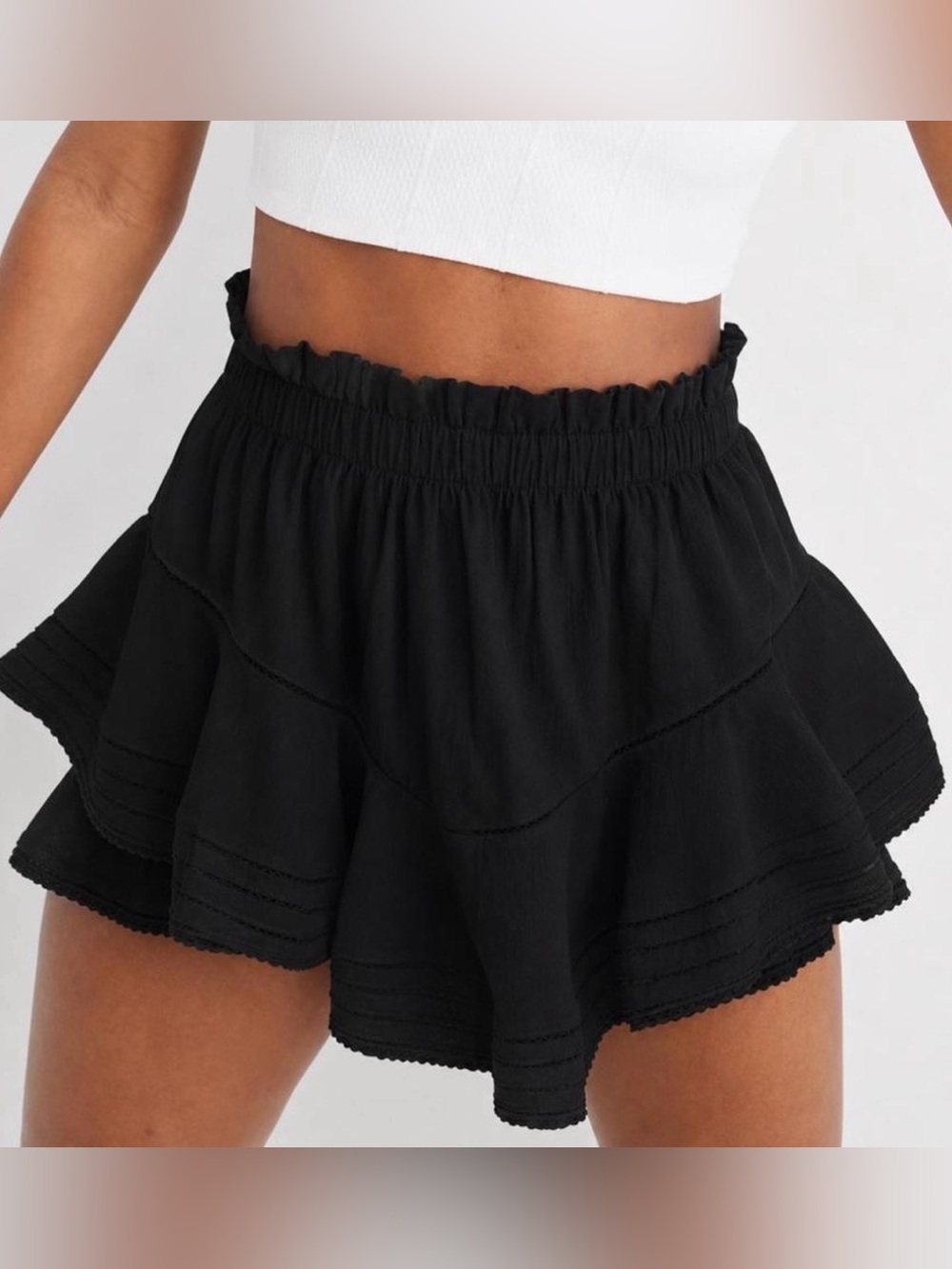 Aerie Women’s Black Ruffle Tiered Mini Skort